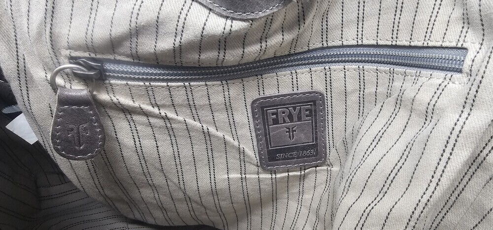 Frye Melissa Distressed Leather Ice Gray Hobo Shoulder Tote Bag Excellent - Picture 10 of 16
